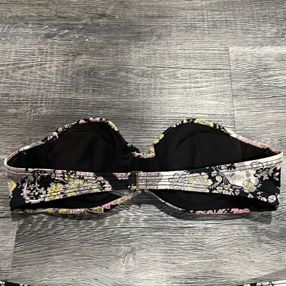 Victoria's Secret Bikini Padded Bandeau Black Floral 34B M - no straps - Picture 5 of 8